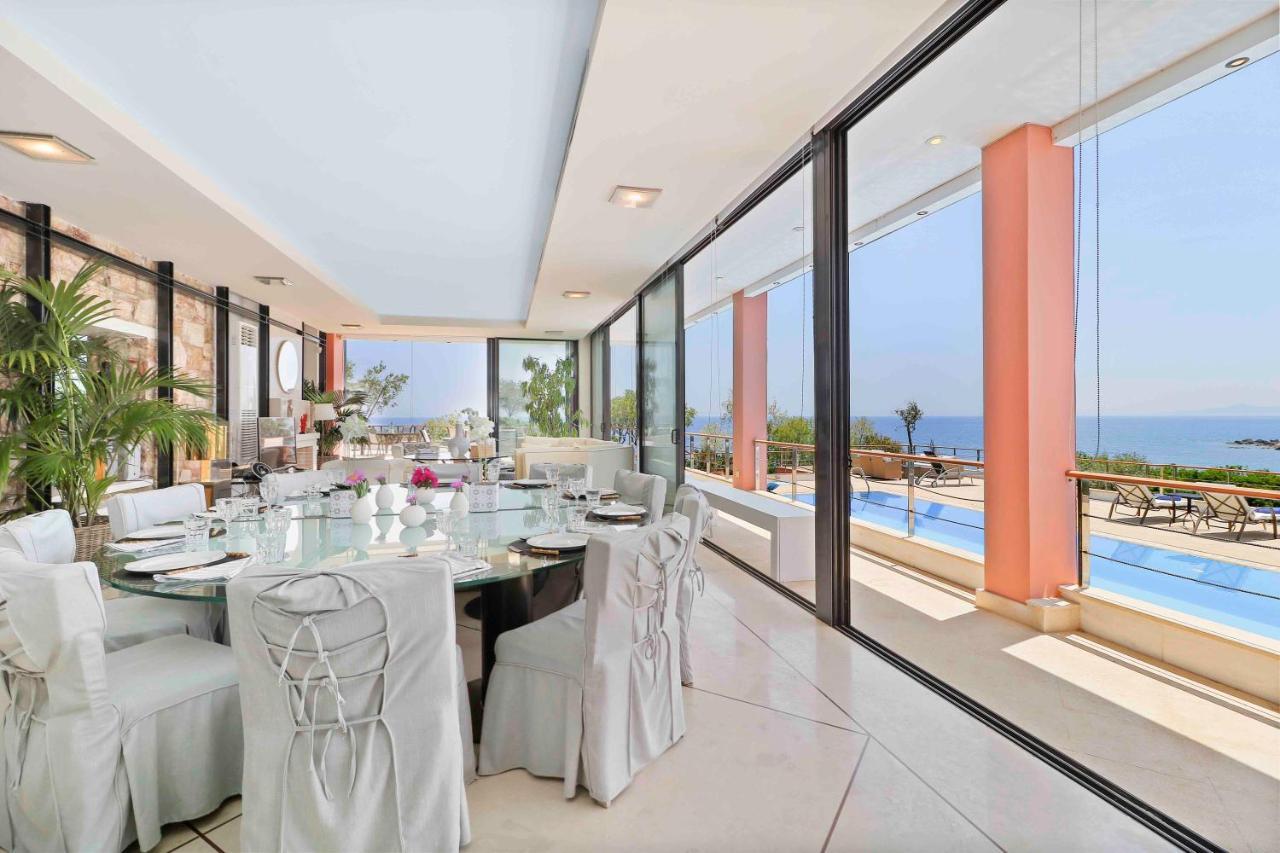 Black Diamond Beachfront Pool Villa Pasithea In Sounio, Athens Сунион Экстерьер фото